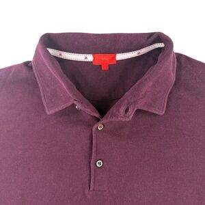 Isaia Polo Shirt Mens XXL Burgundy Short Sleeve Cotton Pique Napoli Italy